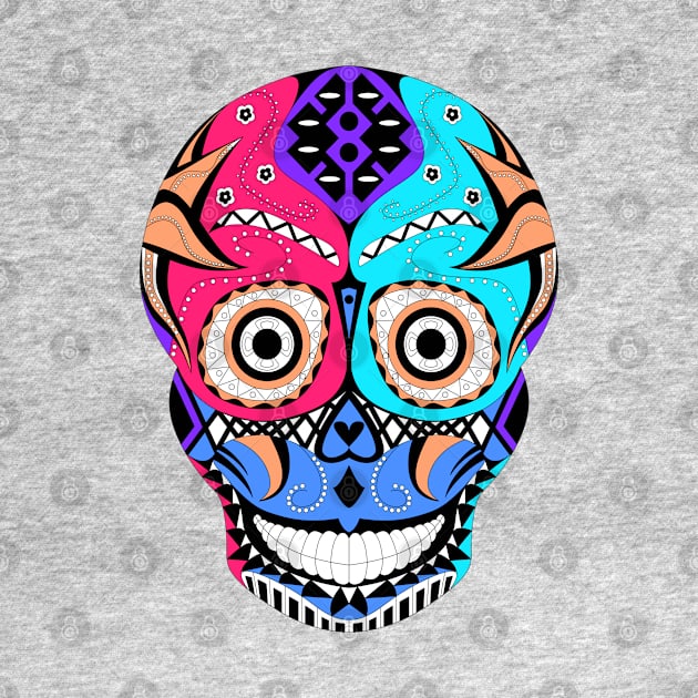 skull and crossbones mask with mexican patterns ecopop by jorge_lebeau